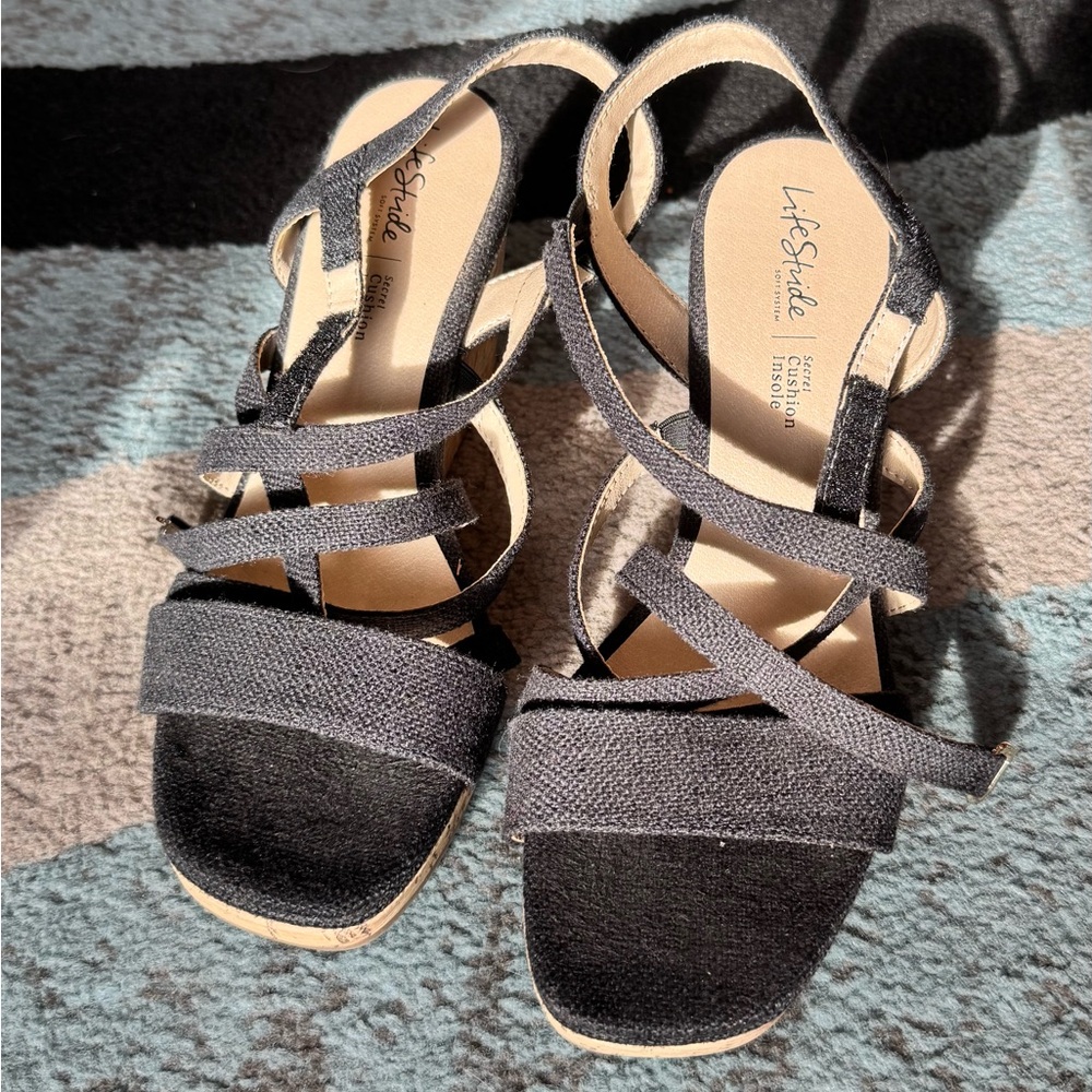Life Stride Women's Black Espadrille Sandals